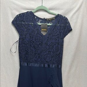 Elegant Navy Lace Dress